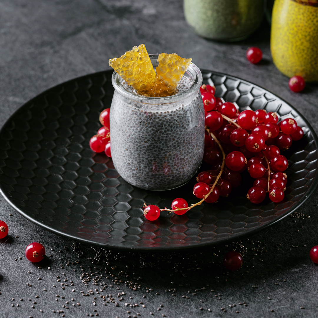 CHIA PUDDING WITH HONEYCOMB