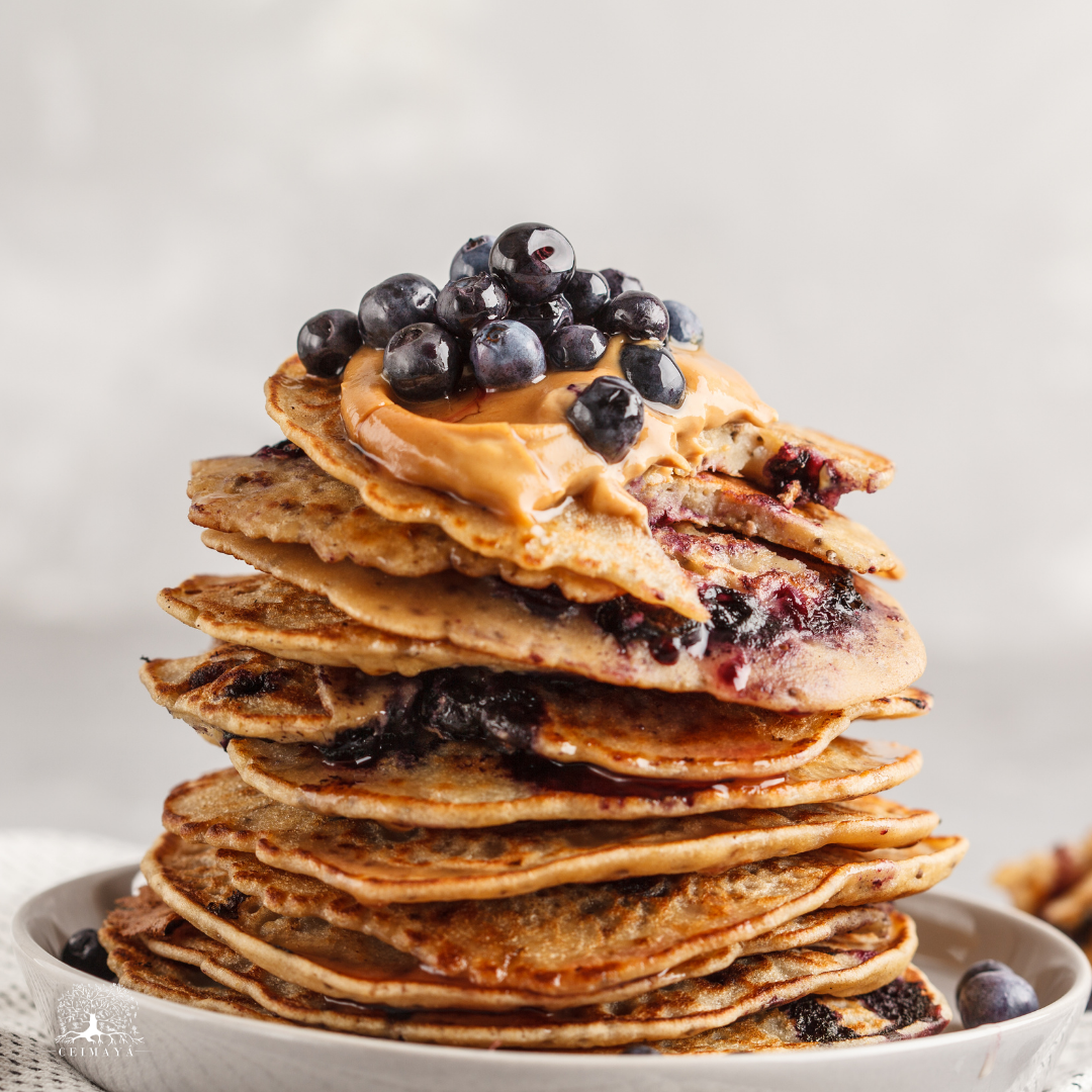 BANANA VEGAN PANCAKES WITH PROTEIN AND VOLCANO HONEY: WILD SUNFLOWER BLOSSOM