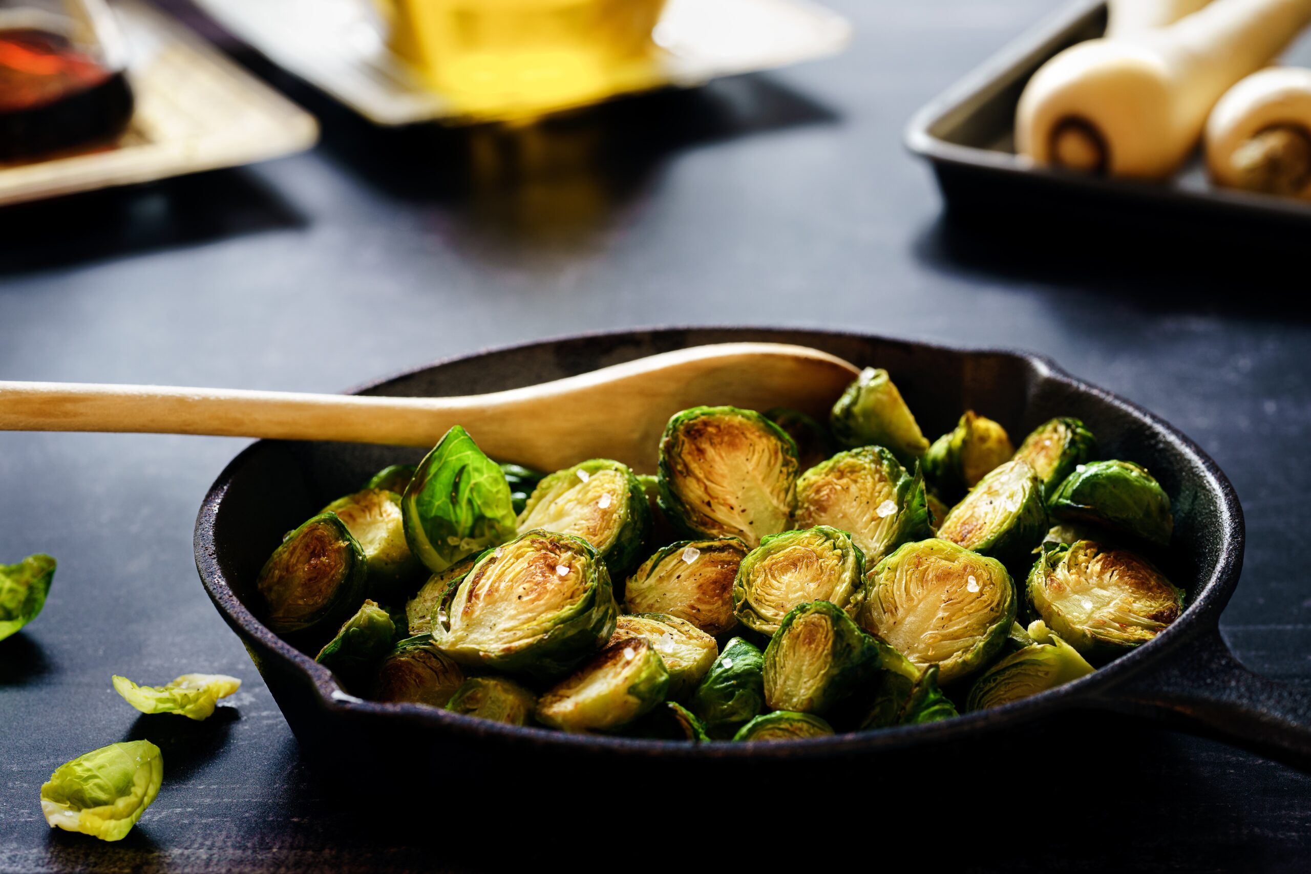 Brussels sprouts with bacon, honey and mustard!